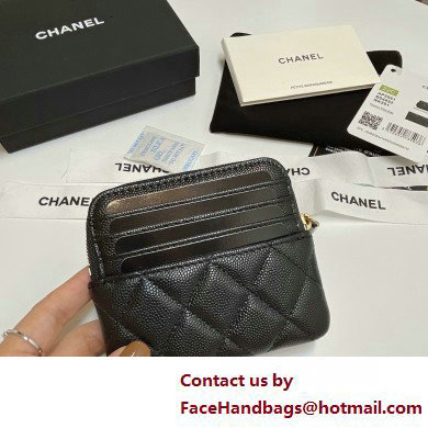 Chanel Grained Calfskin  &  Gold-Tone Metal Zip Coin Purse AP2061 Black 2025